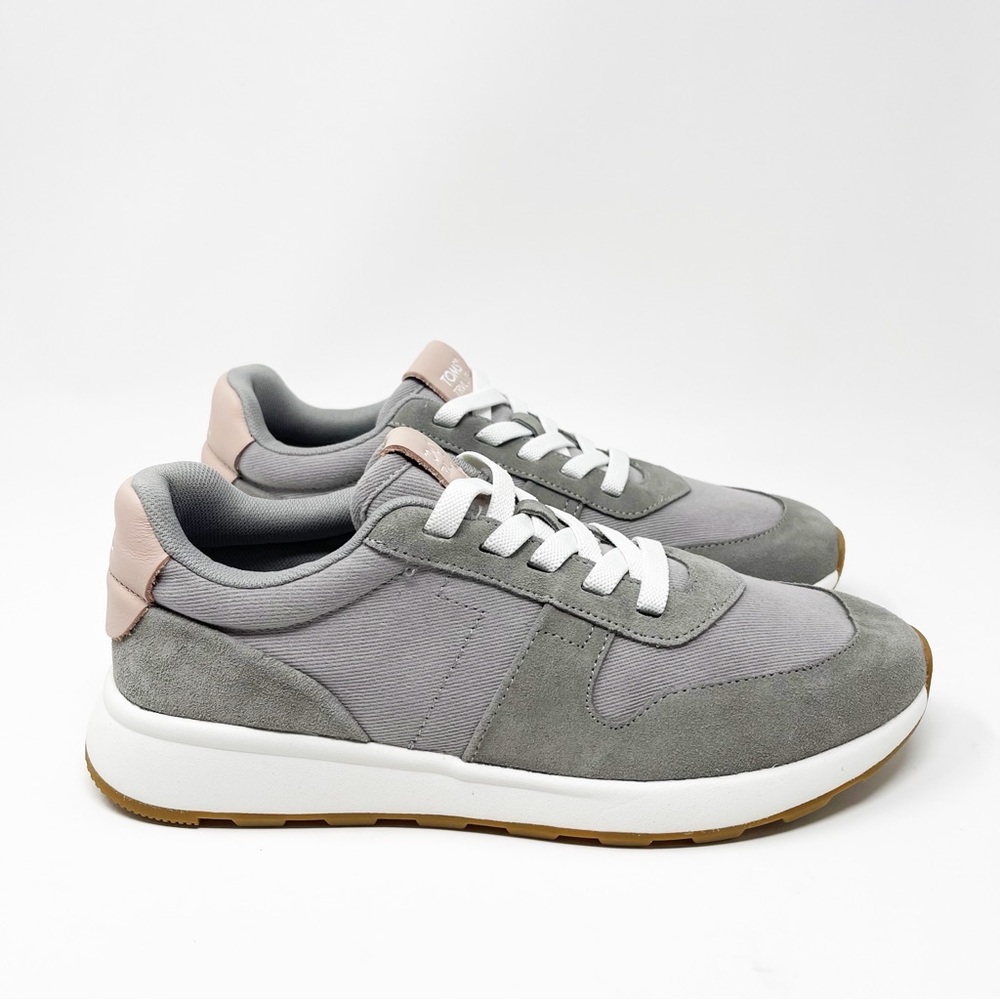 TOMS Women's TRVL Lite Retro Sneaker Suede Slip-On Elastic Lace Drizzle Grey 7.5 - Picture 2 of 12